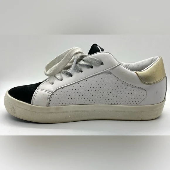 Steve Madden Womens 7M Starling Star White Black Gold Sneakers Sporty Activewear - Picture 6 of 16